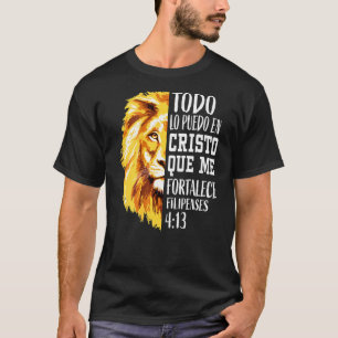 Christian Men Spanish Lion Of Judah Graphic On Bac T-Shirt