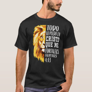 Christian Men Spanish Lion Of Judah Graphic On Bac T-Shirt