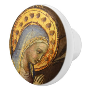 Christian Merry Christmas Antique Museum Mary Ceramic Knob