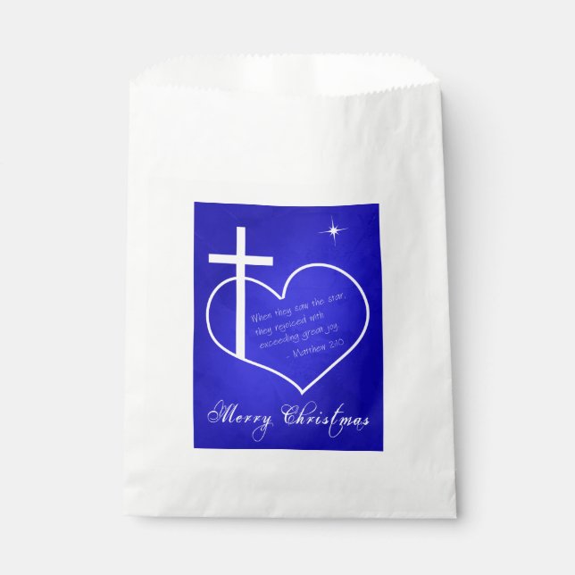 Christian Merry Christmas blue Favour Bag (Front)
