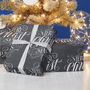Christian Merry Christmas Chalkboard Calligraphy Wrapping Paper