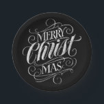 Christian Merry Christmas Chalkboard Lettering Paper Plate<br><div class="desc">We say 'Merry Christmas' very often during the season, but sometimes we tend to forget where this greeting actually originates from. Here is a wonderfully elegant piece of custom hand lettering in the fashionable chalkboard look to give a gentle nudge back into the direction of Jesus. Professional calligraphy by Ivan...</div>