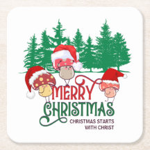 Christian MERRY CHRISTMAS MUSHROOMS in Forest
