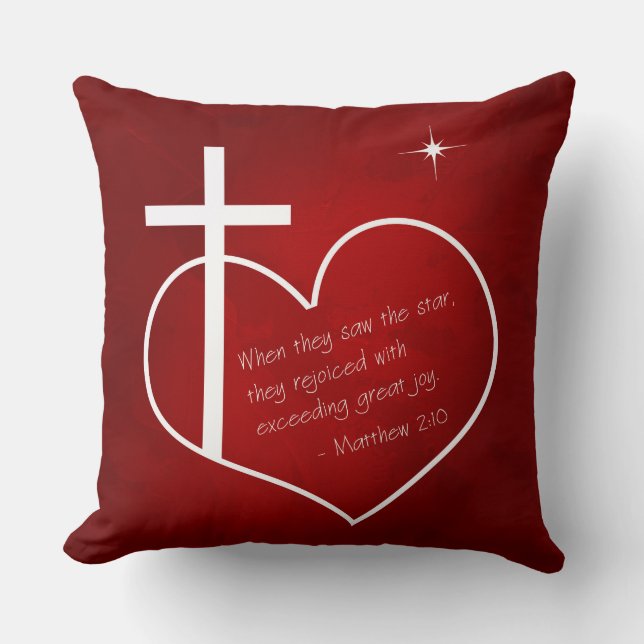 Christian Merry Christmas red and blue Cushion (Front)