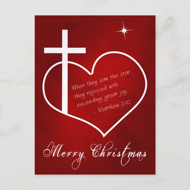 Christian Merry Christmas red customisable Holiday Postcard (Front)