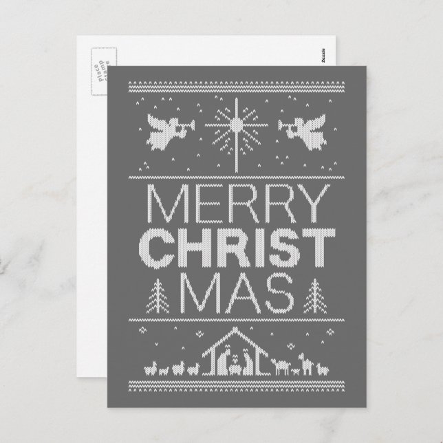 Christian Merry Christmas Sweater Christ Jesus Holiday Postcard (Front/Back)