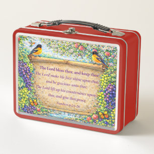 Christian Metal Lunchbox Floral Scripture Gift
