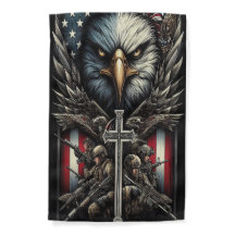 Christian Military Soldiers Cross American Eagle