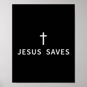 Christian Minimal Cross Jesus Saves Religious Mode Poster