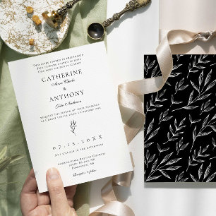 Christian Minimalist Elegant Classic Leaf Wedding Invitation