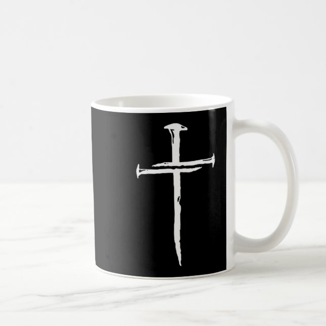 Christian Minimalist Three Nails Cross Religious J Coffee Mug (Right)