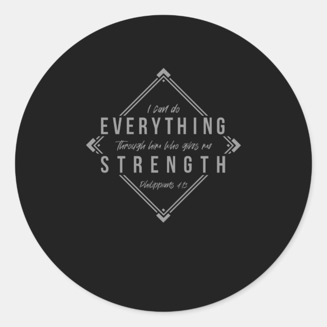 Christian Minimalistic Verse Philippians 4:13 Classic Round Sticker (Front)