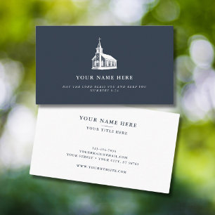 Christian Minister Simple Country Church Logo Navy Business Card