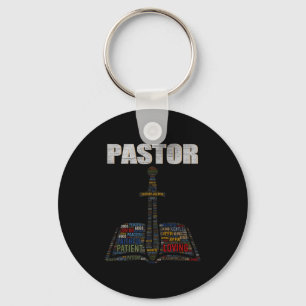 Christian Minister Word Cloud Church Pastor Apprec Key Ring