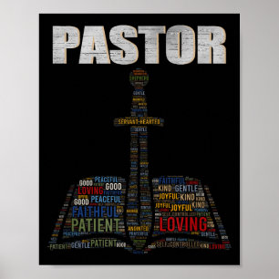 Christian Minister Word Cloud Church Pastor Apprec Poster