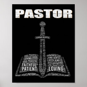 Christian Minister Word Cloud Church Pastor Apprec Poster
