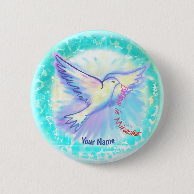 Christian Miracles Dove  6 Cm Round Badge (Front)