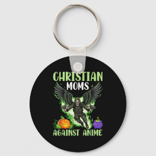 Christian Moms Against Anime Skeleton Angel Wings Key Ring