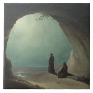 Christian Monks in a Grotto (by Carl Blechen) Ceramic Tile