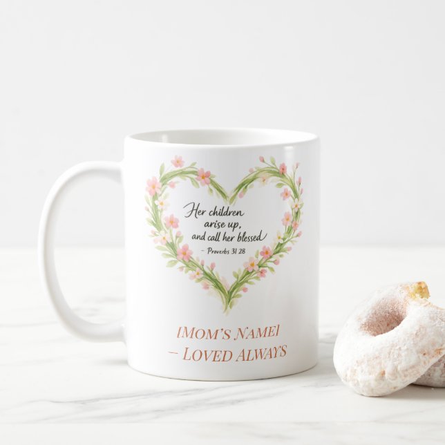 Christian Mother’s Day Floral Heart Mug (With Donut)