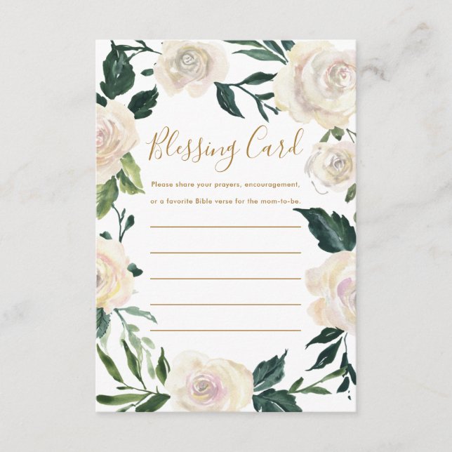 Christian Mother's Blessing Party Floral Prayer Enclosure Card (Front)