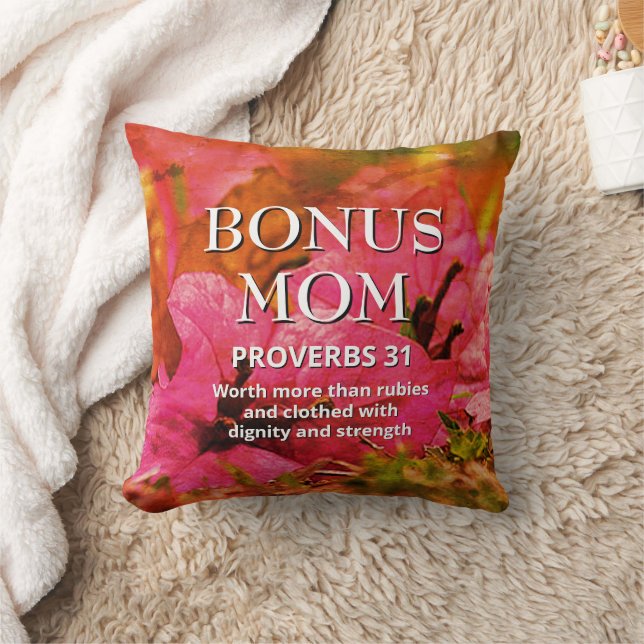 Christian Mother's Day PROV 31 Floral BONUS MOM Cushion (Blanket)