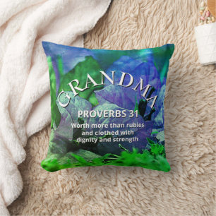 Christian Mother's Day PROVERBS 31 Floral GRANDMA Cushion