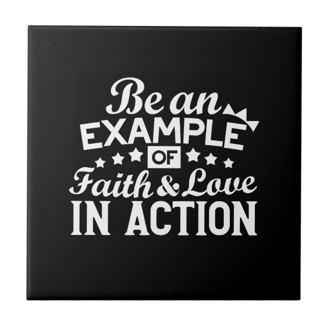 Christian Motivation Design – Faith, Love, and Act Ceramic Tile (Front)