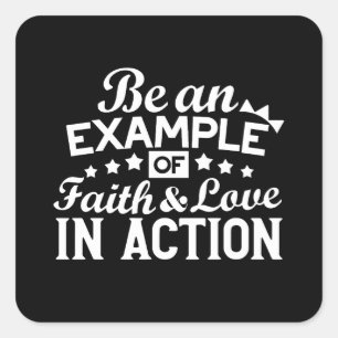 Christian Motivation Design – Faith, Love, and Act Square Sticker