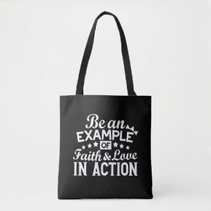 Christian Motivation Design – Faith, Love, and Act Tote Bag