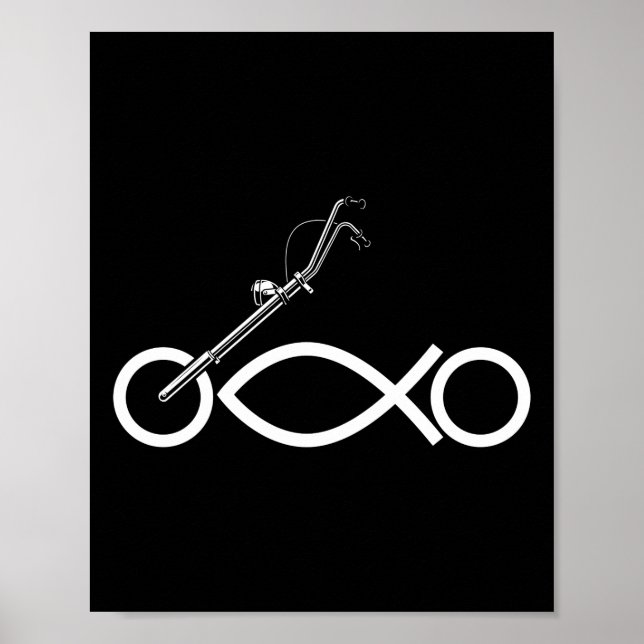 Christian Motorcycle Biker Ichthus Faith Poster (Front)