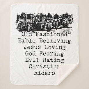 Christian Motorcycle Mens Cool Funny Vintage Faith Sherpa Blanket