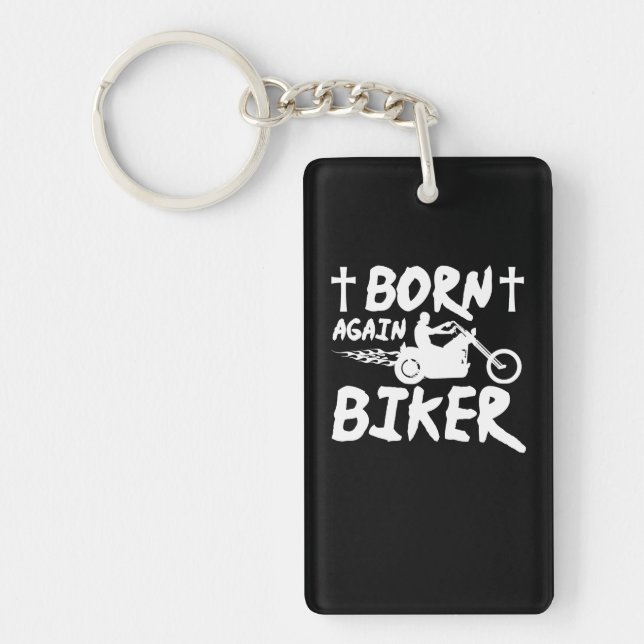 Christian Motorcycle Rider Born Again Biker Key Ring (Front)