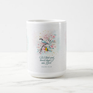 Christian Mug   “Be still” Floral Script