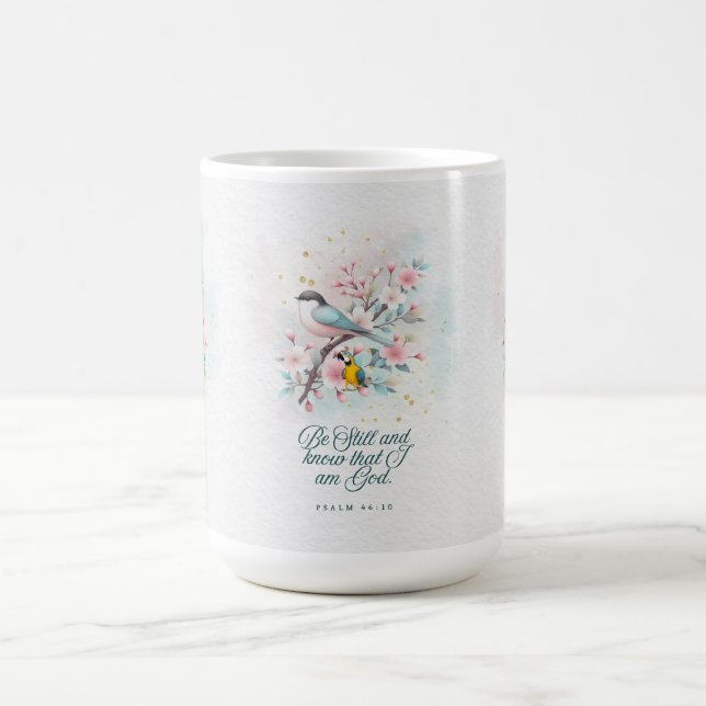 Christian Mug | “Be still” Floral Script (Center)
