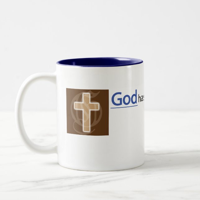 Christian mug: Friend Request Two-Tone Coffee Mug (Left)