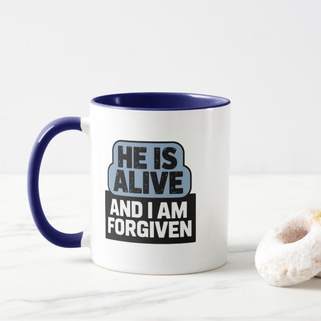  Christian Mug  HE IS ALIVE (With Donut)
