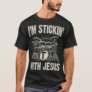 Christian Music Funny Drum Jesus  Rock Drummer Gif T-Shirt