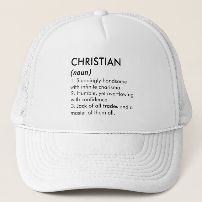 Christian name, Editable name, Custom name Trucker Hat (Front)