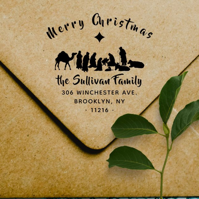 Christian Nativity Scene Christmas Return Address Rubber Stamp (Creator Uploaded)