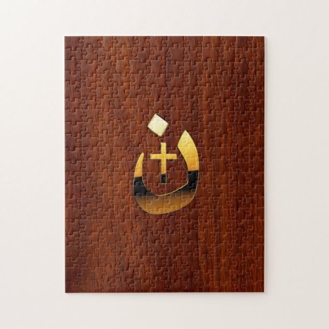 Christian Nazarene Cross Symbols in Gold Jigsaw Puzzle (Vertical)