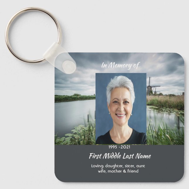 Christian Netherlands windmill  Memorial Keepsake  Key Ring (Front)