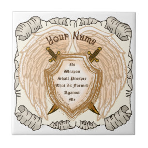 Christian No Weapon Shall Prosper custom name Ceramic Tile