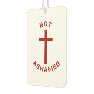 Christian Not Ashamed Red Cross and Bible Verse Car Air Freshener