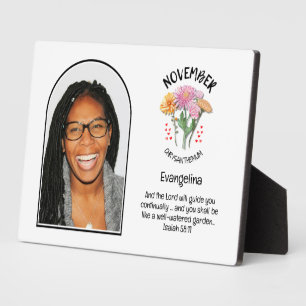 Christian NOVEMBER Birth Month Flower NAME PHOTO Plaque