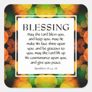 Christian Numbers 6:24-26   MAY THE LORD BLESS YOU Square Sticker
