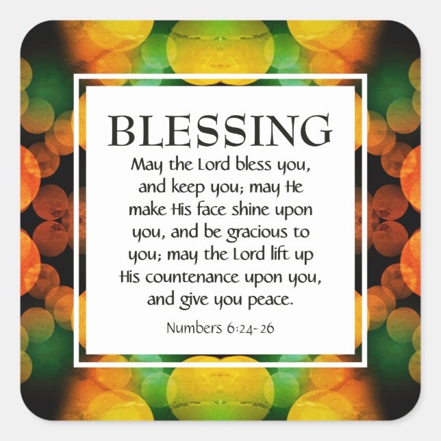 Christian Numbers 6:24-26 | MAY THE LORD BLESS YOU Square Sticker (Front)