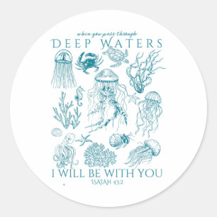 Christian Ocean Animal Coastal Sea Life Jesus Bibl Classic Round Sticker