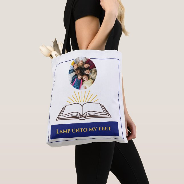 Christian Open Bible Rays Word of God Tote Bag (Close Up)