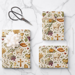 Christian Orange Pumpkins Harvest Thanksgiving Wrapping Paper Sheet